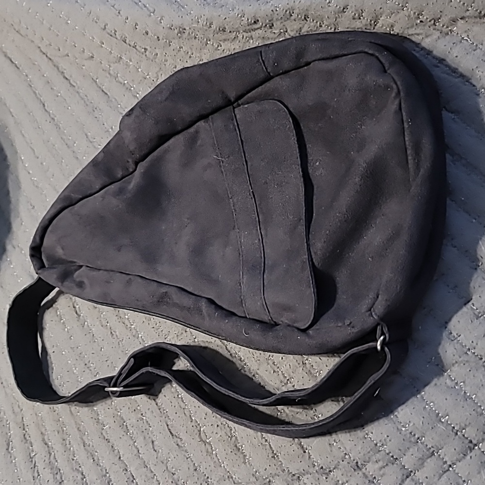 Ameribag Black Poly Suede Healthy Back Sling Bag